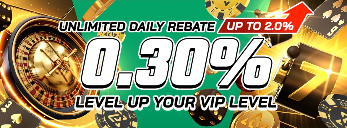 0.35% Unlimited Daily Rebate + up to 2% more for VIP players 0.35% Unlimited Daily Rebate + up to 2% more for VIP players